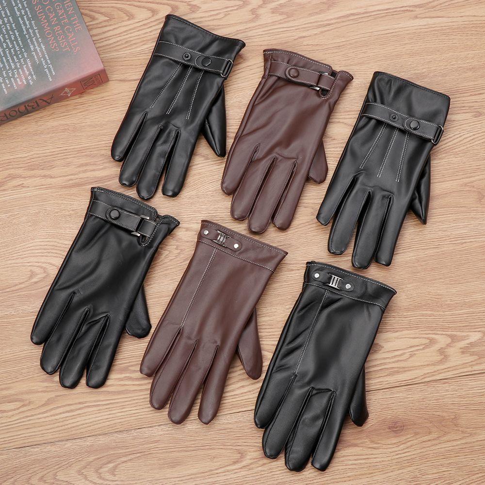 Leather Driving Glove - Sarung tangan bulu termal pria, sarung