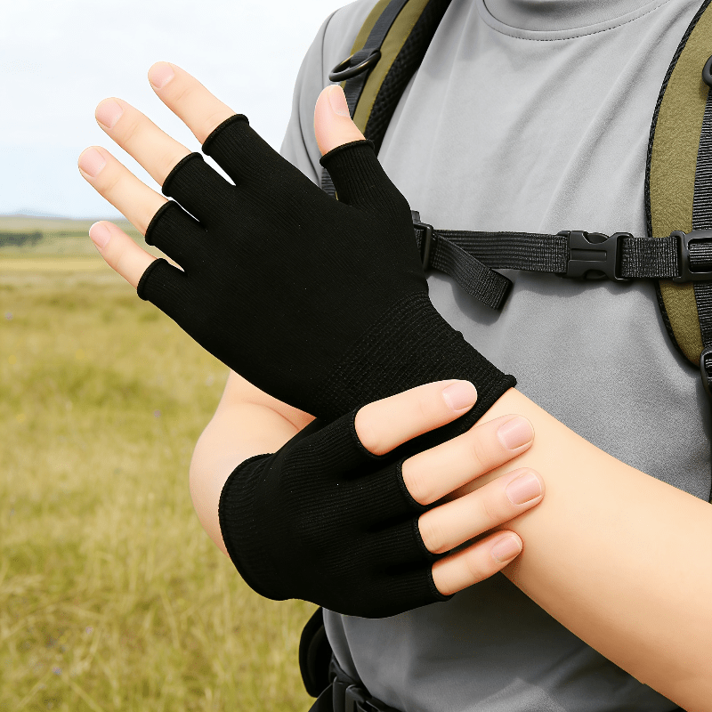Fingerless Glove Knit - Sarung Tangan Rajut Hitam Setengah Jari,