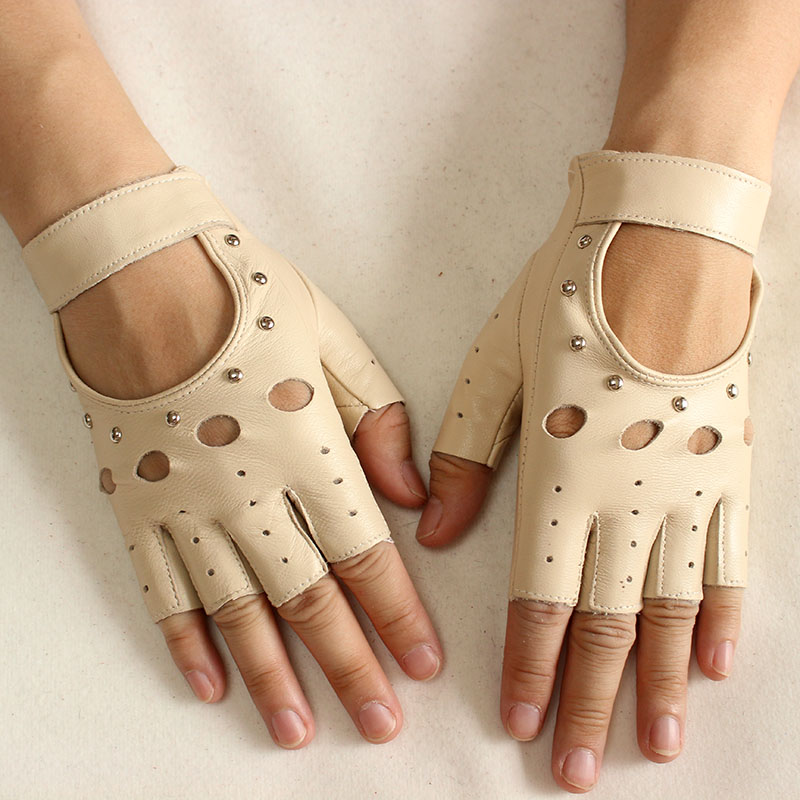 Leather Driving Glove - Sarung Tangan Kulit Wanita Setengah Jari