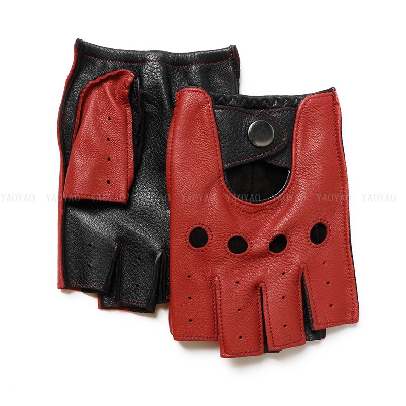 Leather Driving Glove - Sarung Tangan Tipis Setengah Jari Kulit